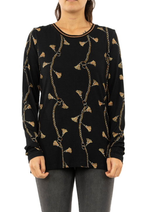 tee shirt manches longues geisha 92821-60 000999 - black/camel main product photo