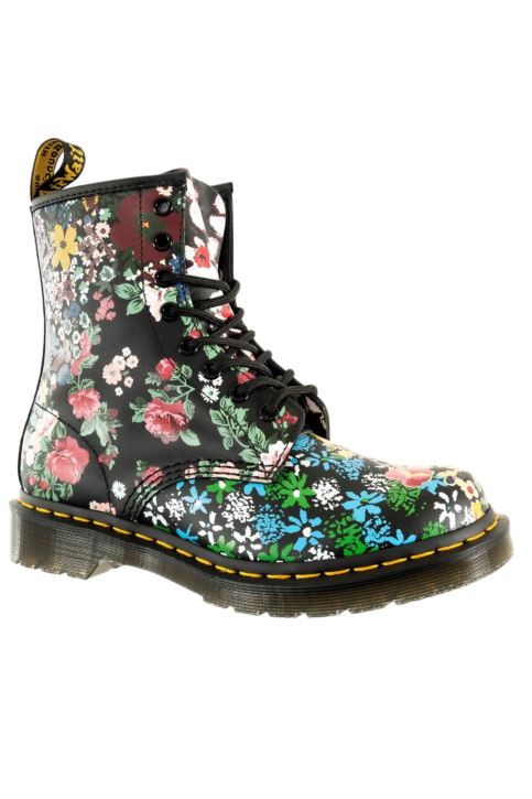 Bottines dr martens 1460 pascal white+black floral mash up backhand main product photo