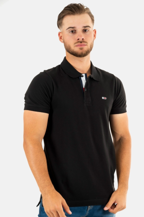 Polos tommy jeans slim placket pol bds black main product photo