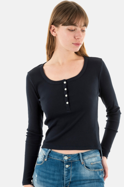 tee shirt manches longues superdry vintage button down 98t eclipse navy main product photo