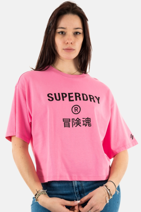 tee shirt superdry code core sport 3kk marne pink main product photo