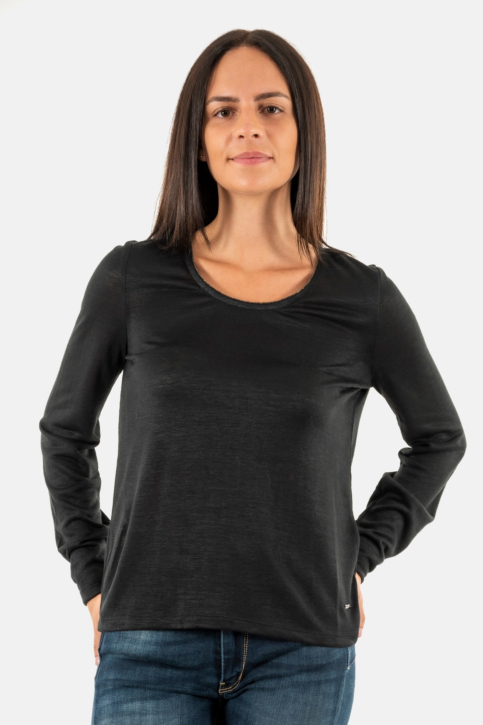 Tee shirt manches longues sun valley 5patelle 9999 noir main product photo