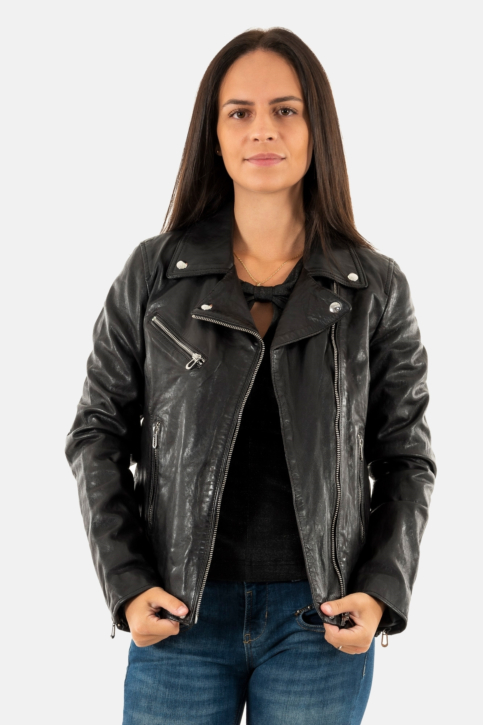 Blousons cuir rose garden olympe lamb vita black main product photo