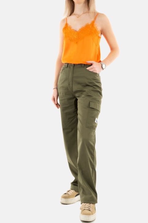 Pantalons calvin klein jeans stretch twill high r ldy dusty olive main product photo