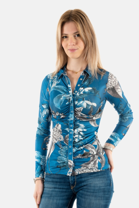 chemisier guess jeans shirrednap mila p7mf phantom flora print main product photo