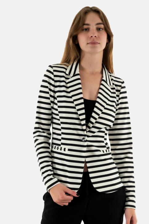 blousons et vestes ichi kate print 202756 cloud dancer w. black stripe main product photo