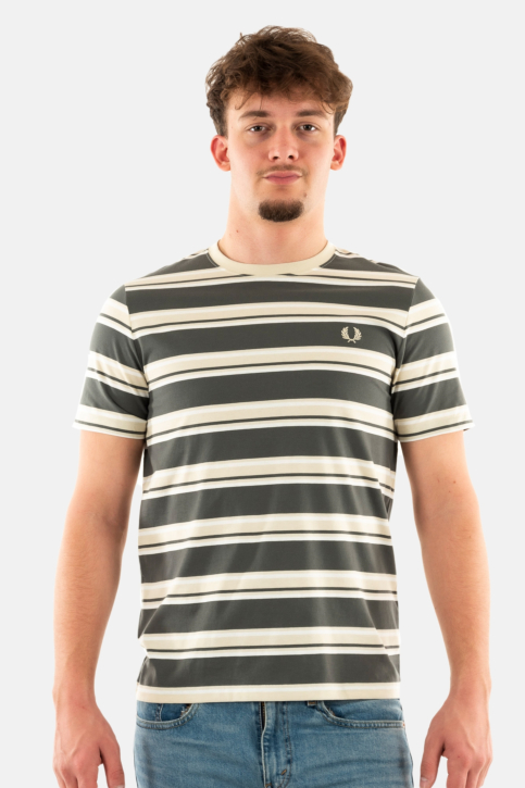 Tee shirt fred perry stripe u98 fieldgreen/oatme main product photo