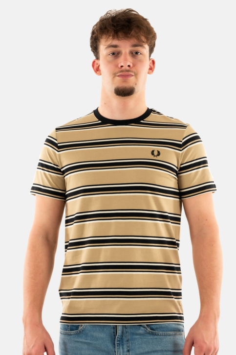 Tee shirt fred perry stripe v19 warmstone/oatml main product photo
