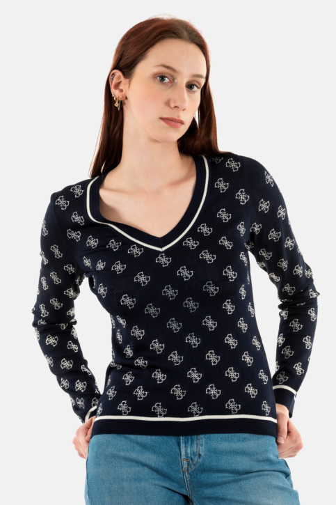 Pull léger guess jeans rosie 4g vn f7v1 cave blue multi main product photo