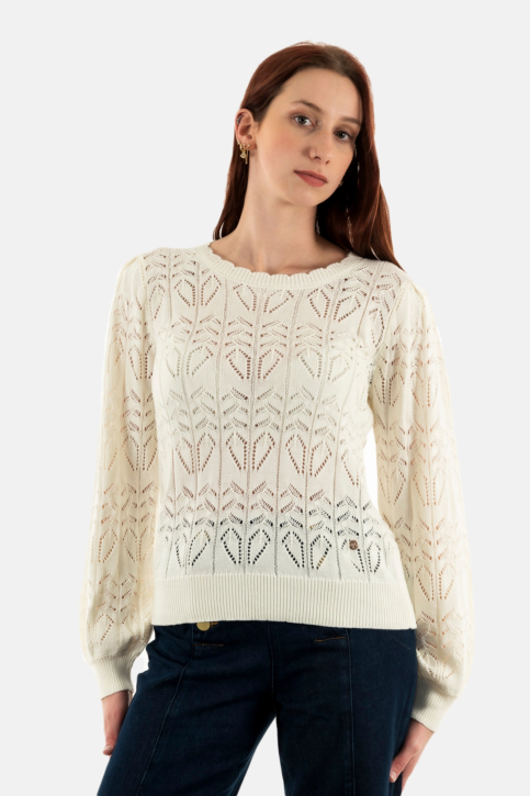 Pull léger la petite etoile magy ecru main product photo