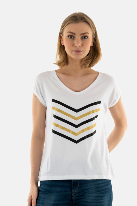 Tee shirt hbt justine 10ng blanc/noir gold main product photo