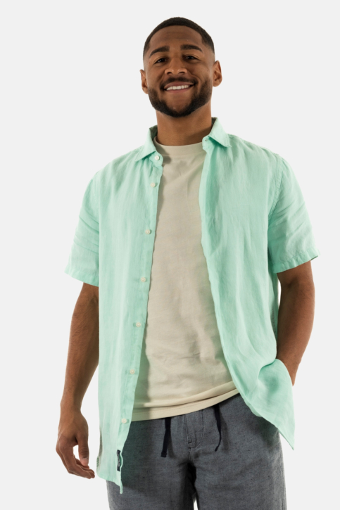 Chemise manches courtes superdry studios casual linen 2md spearmint light green main product photo