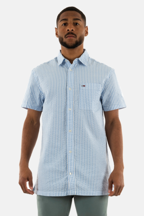 Chemise manches courtes tommy jeans reg stripe seers c3s white / moderate blue main product photo