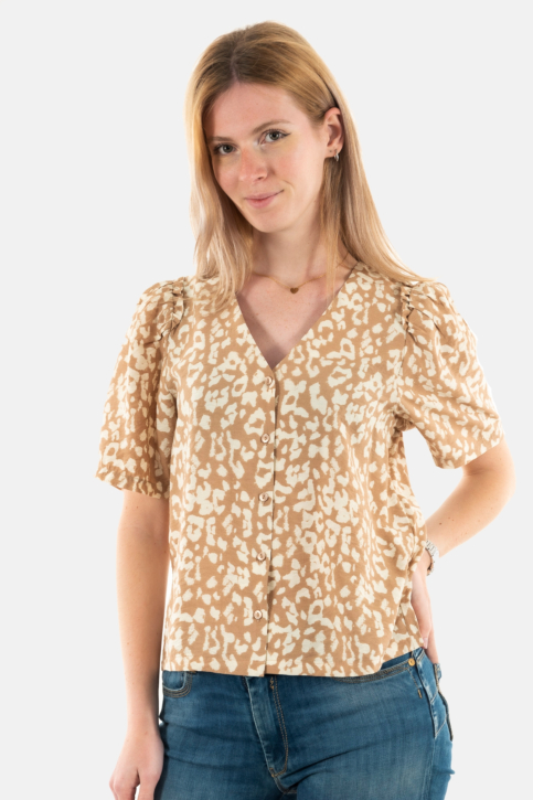 Chemisier manches courtes ichi tamiko 203044 natural leo aop main product photo