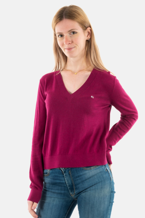 Sweat tommy jeans essential vneck v9y valley purple melange main product photo