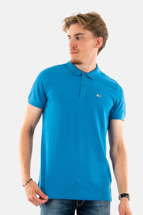 Polos tommy jeans slim placket c2t coastal cobalt main product photo