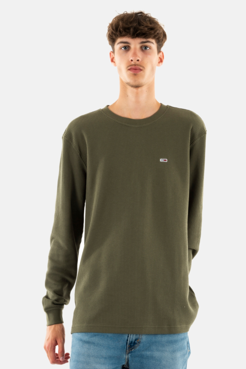 Tee shirt manches longues tommy jeans reg waffle m12 fatigue green main product photo