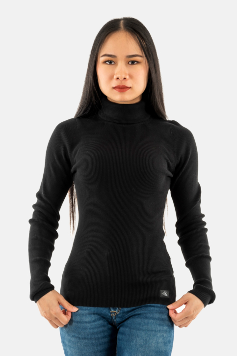 Pull hiver calvin klein jeans woven label roll nec beh black main product photo