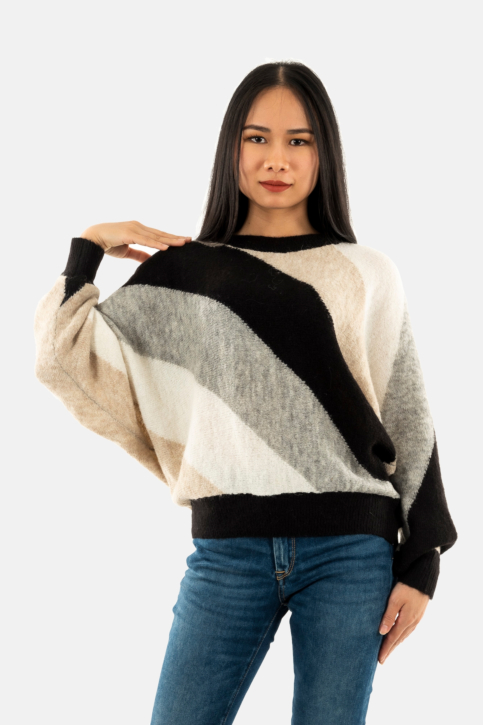 Pull hiver ichi kamara 203296 black striped main product photo