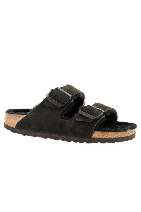 Sandales - nu-pieds birkenstock arizona shearling leve narrow 00049 -  black main product photo