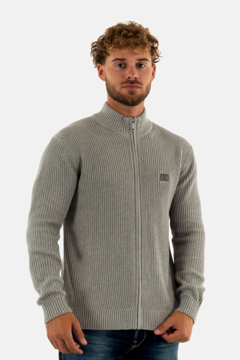 Gilets cardigans calvin klein jeans woven label zip p41 grey heather main product photo