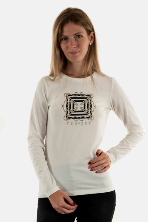 Tee shirt manches longues yes zee t034 s702 0157 avorio main product photo