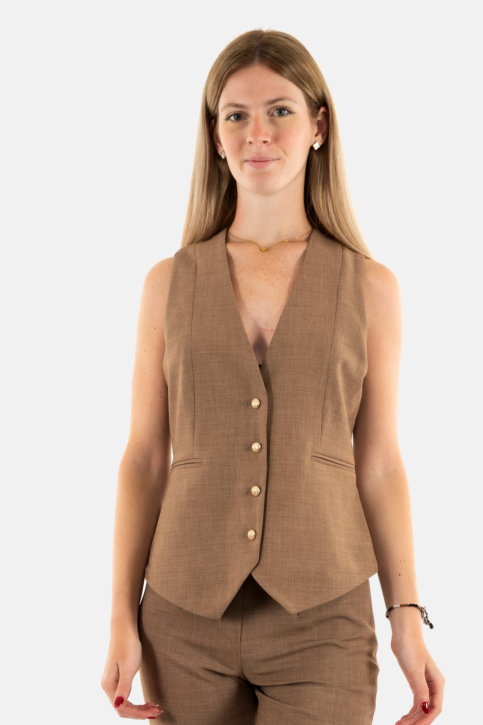 Gilets sans manche yes zee g103 k900 0226 marroncino main product photo