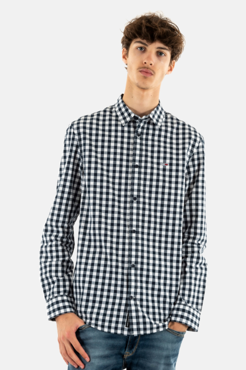 Chemise tommy jeans reg poplin check c1g dark night navy small check main product photo