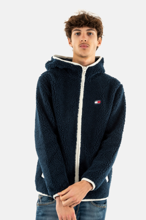 Sweat tommy jeans reg badge teddy c1g dark night navy main product photo