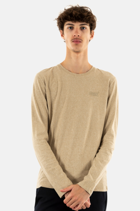 Tee shirt manches longues superdry essential logo 9xe tan brown fleck marl main product photo