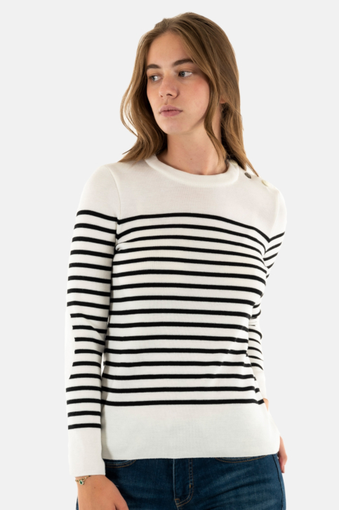 Pull hiver saint james bregancon t0 blanc/noir main product photo