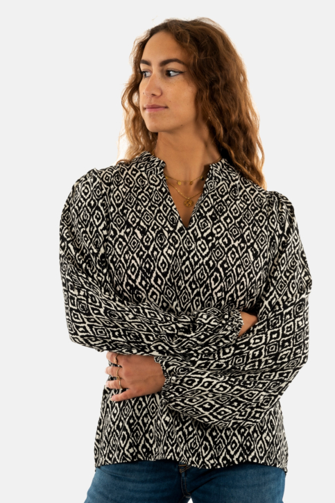 Chemisier ichi vera 203344 black ikat aop main product photo