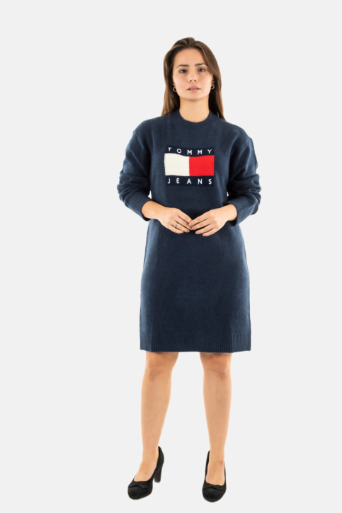 Robe tommy jeans melange flag dro dark night navy melange main product photo
