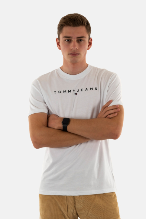 Tee shirt tommy jeans reg linear logo ybr white main product photo