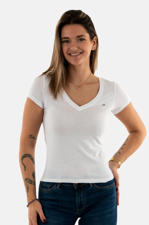 Tee shirt tommy jeans dw0dw20458 ybr white main product photo