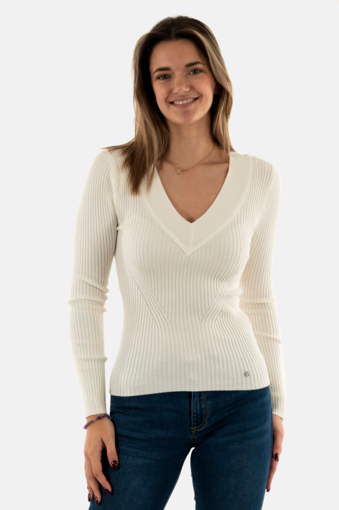 Pull leger guess jeans w5rr07 g012 cream white main product photo