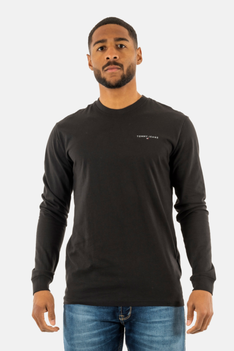 Tee shirt manches longues tommy jeans slim linear bds black main product photo