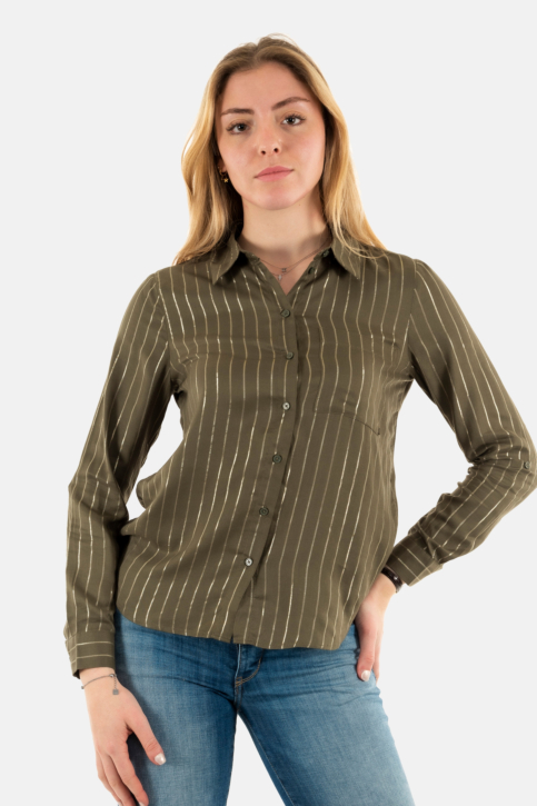Chemisier only sabrina kalamata  w light gold foil stripe main product photo