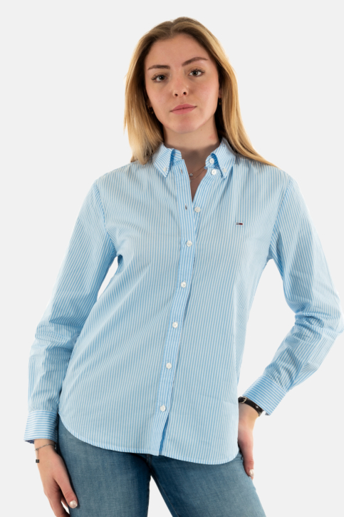 Chemisier tommy jeans reg pinstripe po 0ff sugarplum blue / stripe main product photo