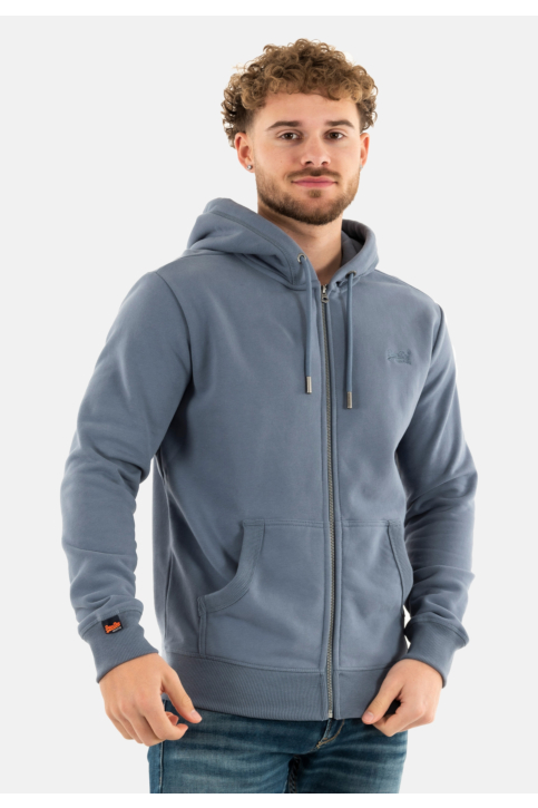 Sweat superdry essential logo zip 3kq heritage washed blue main product photo