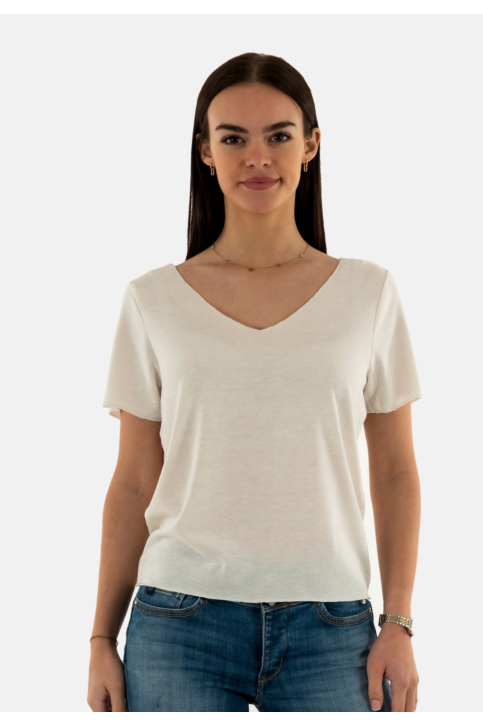 Tee shirt only hanna cloud dancer silver glitter edges main product photo