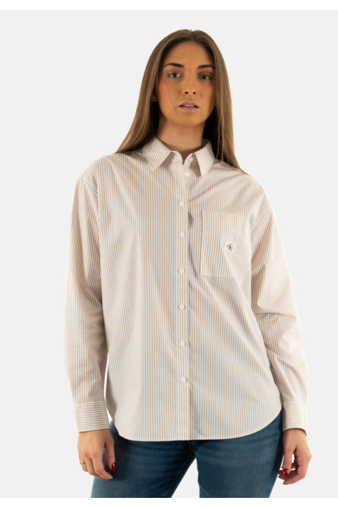 Chemisier calvin klein jeans woven label relaxed, yaa yaa brilliant white / starfish main product photo