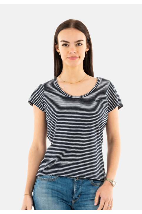 Tee shirt superdry scoop neck f1q deep navy/optic stripe main product photo