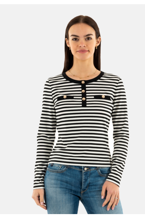 Tee shirt manches longues morgan 251-tscoop off white/noir main product photo