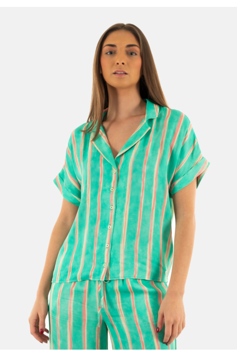 Chemisier manches courtes freeman t. porter wina crafty stripe cv12 f947 deep mint main product photo