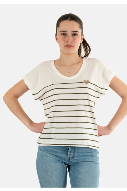 Tee shirt only emily cloud dancer kalamata/emb. heart main product photo