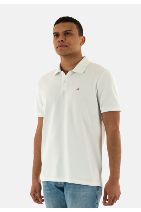 Polos calvin klein jeans ss monogram pique yad blanc de blanc main product photo
