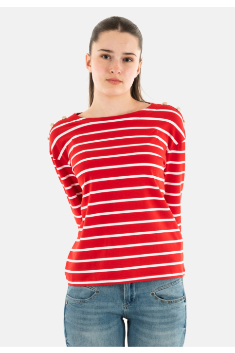 Pull leger morgan 251-tmarin off white/rouge main product photo