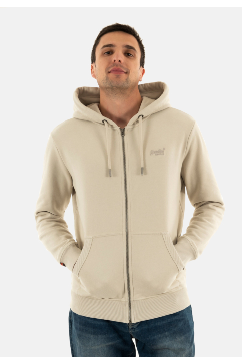 Sweat superdry essential logo zip 1lc light stone beige main product photo