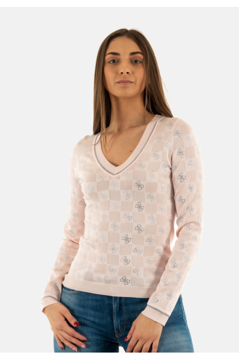 Pull leger guess jeans w5gr07 a60w low key pink main product photo